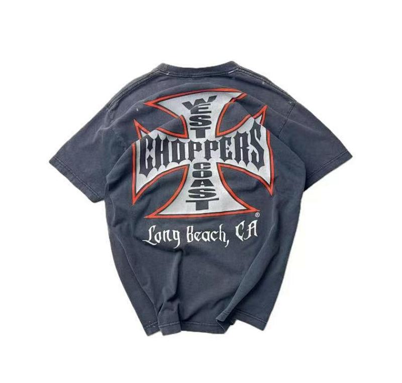 West Coast Choppers Vintage Washed Navy Red‑Trim Cross Graphic sweatshirt