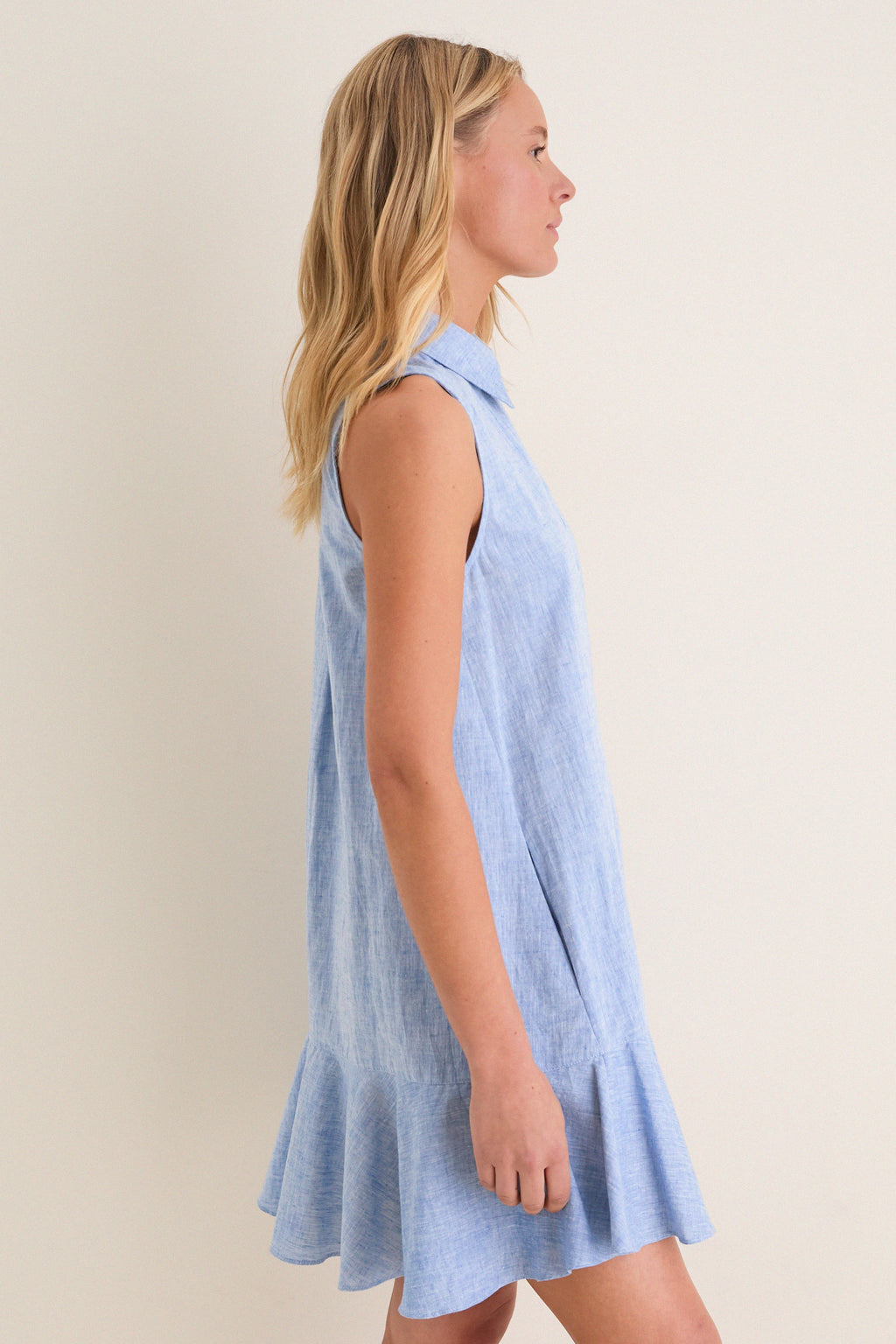 Chambray Sleeveless Callahan Shirt Dress