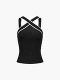 Contrast Trim Strap Knit Top