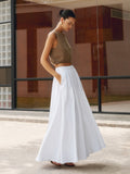 Cotton Pleated Maxi Skirt