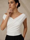 Asymmetric Neckline Ruched Blouse