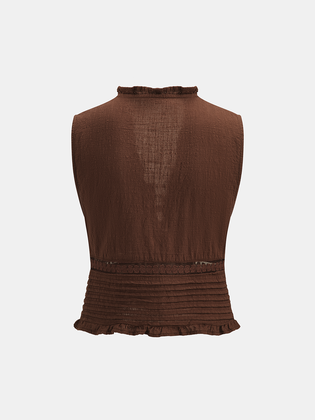 Ruffled V Neck Embroidered Tank Top