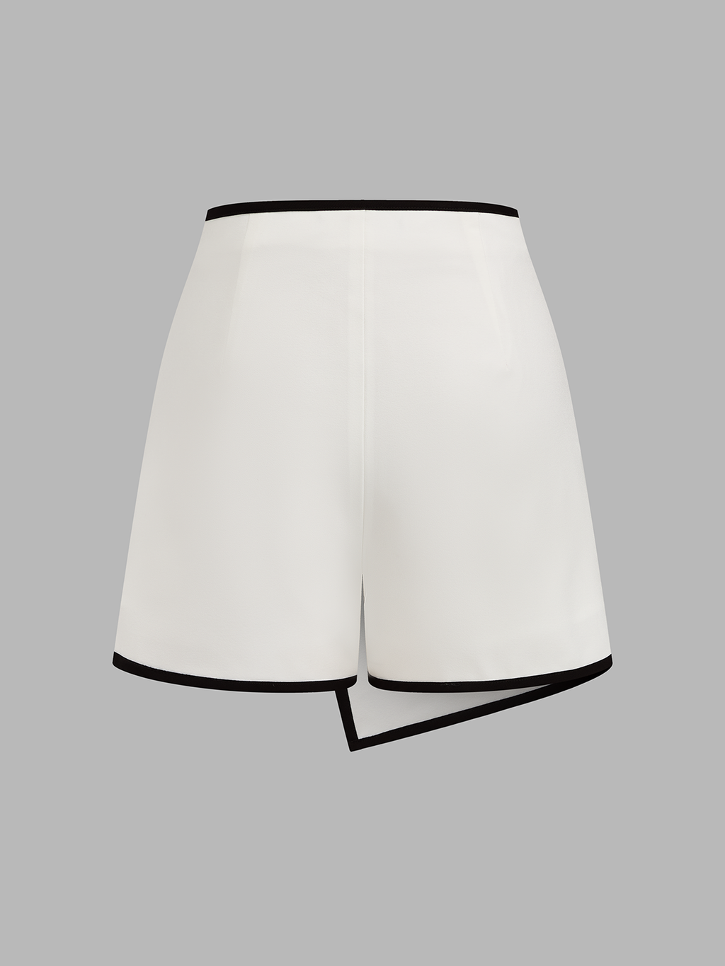 Metal Buckle Contrast Trim Asymmetrical Skort