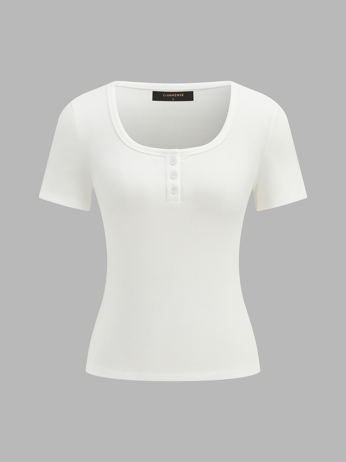 Henley Casual Ribbed Short Sleeve Top