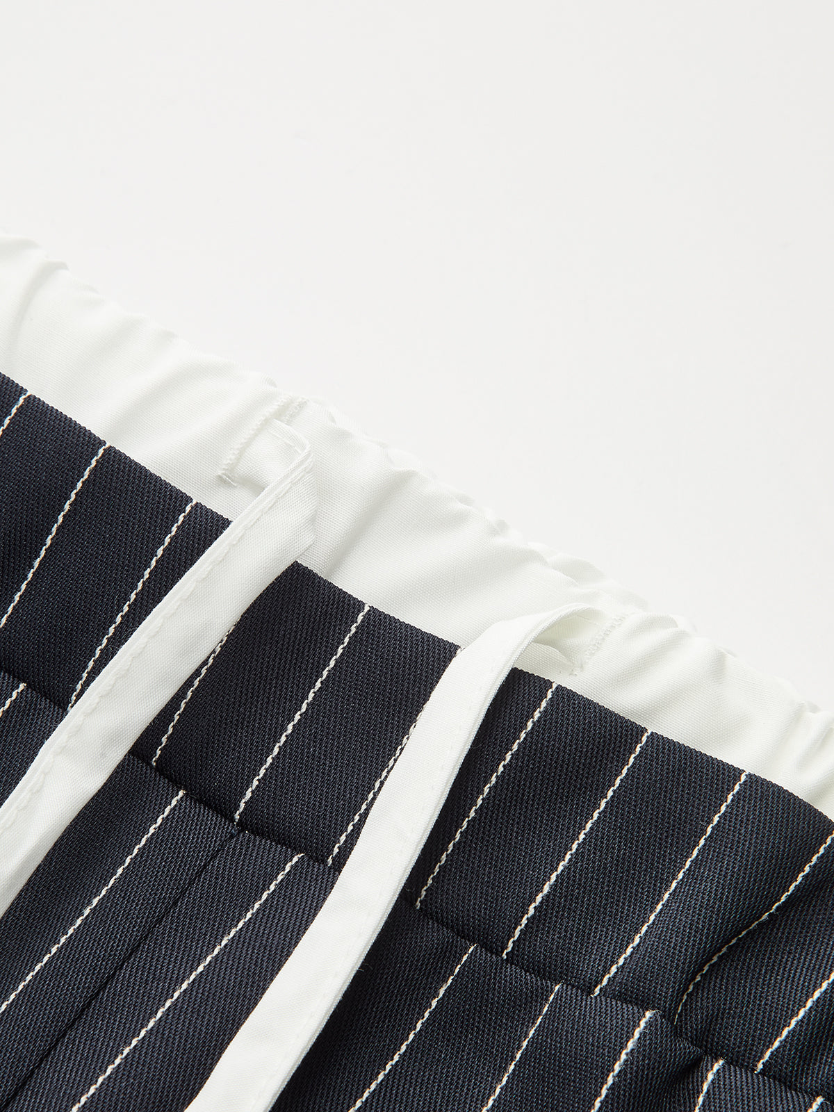 Contrast Waistband Drawstring Pinstripe Pants