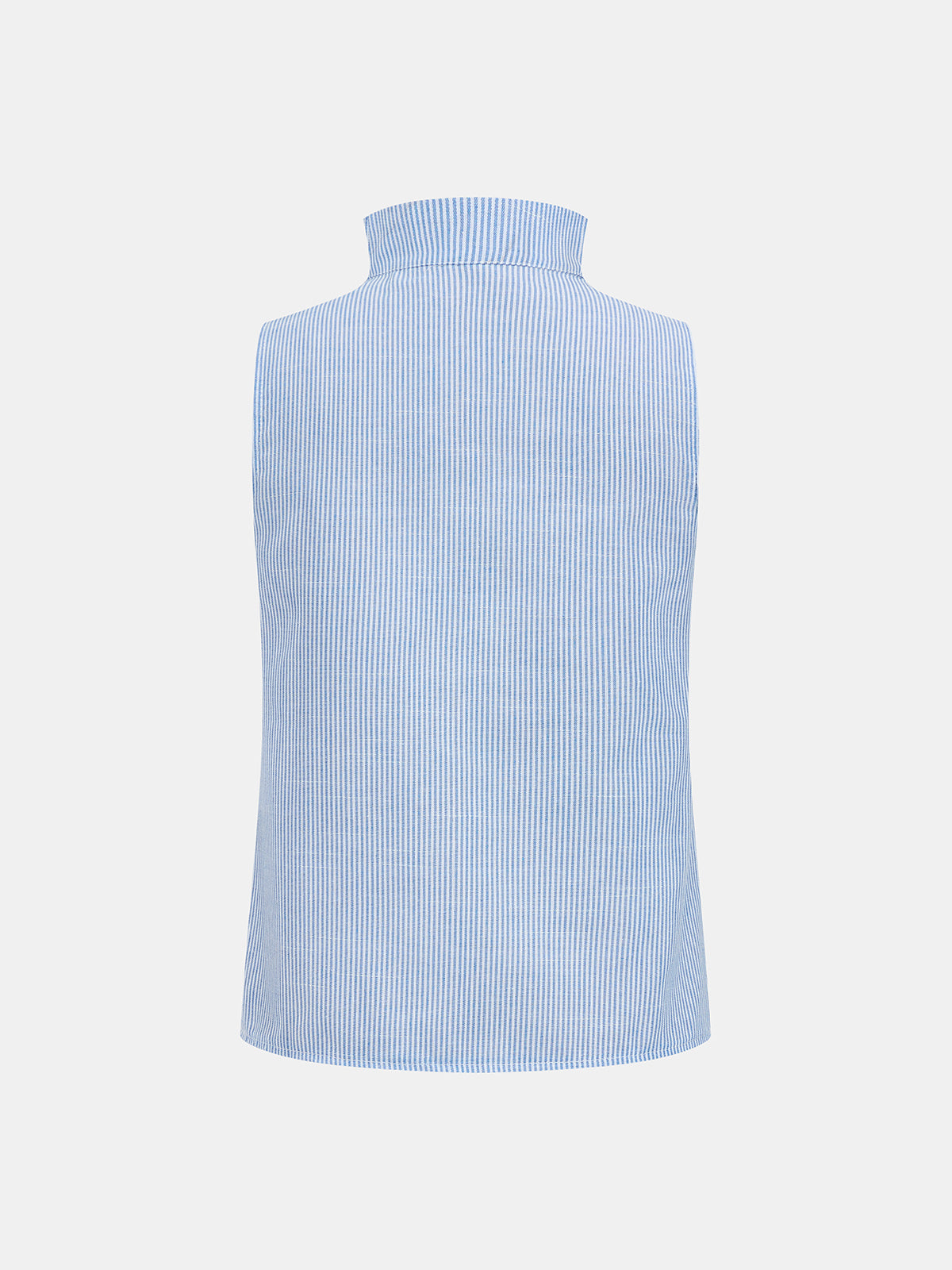 Striped Stand Collar Sleeveless Blouse