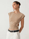 Beaded Cutout Ruched Sleeveless Top