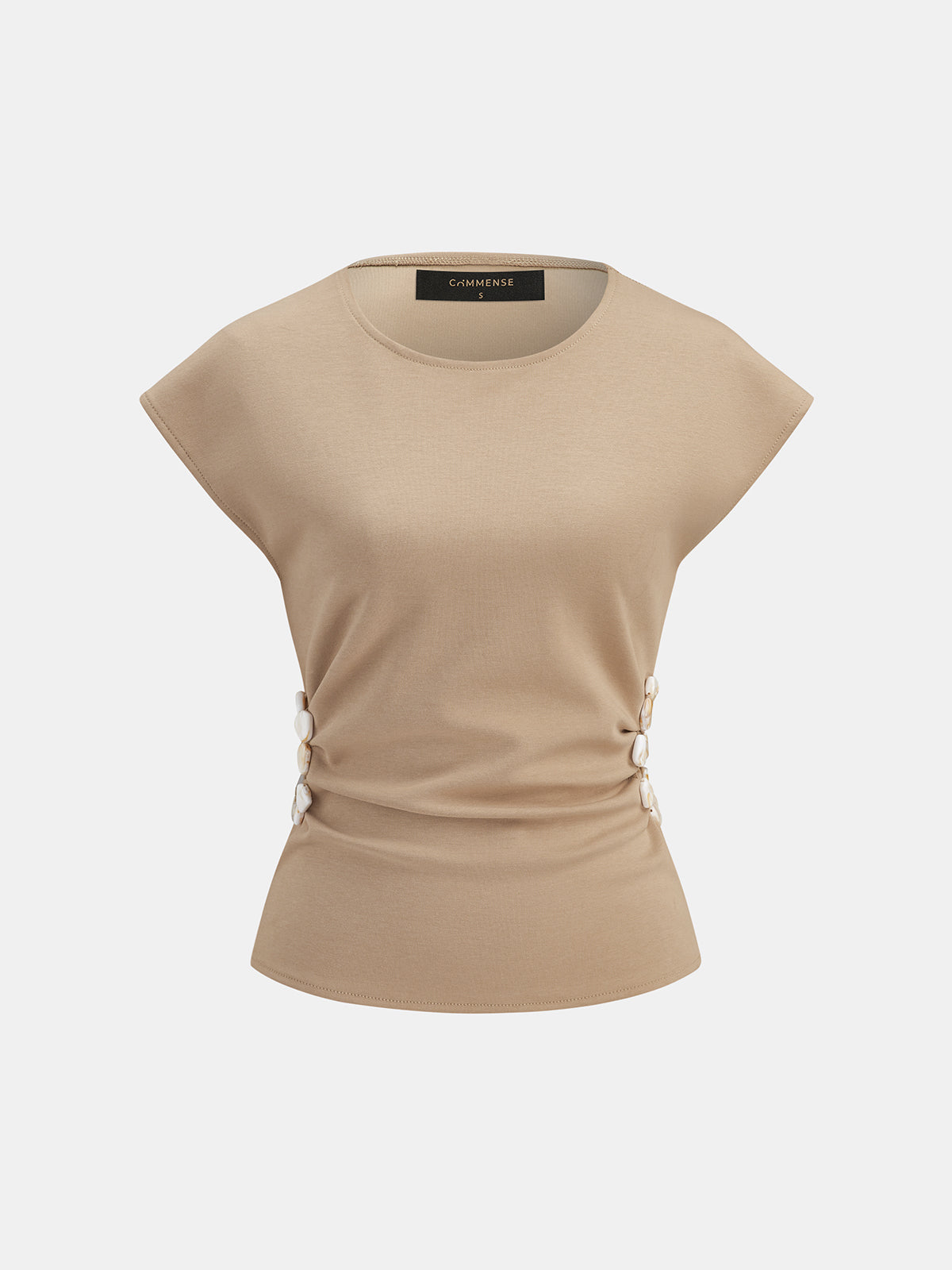 Beaded Cutout Ruched Sleeveless Top