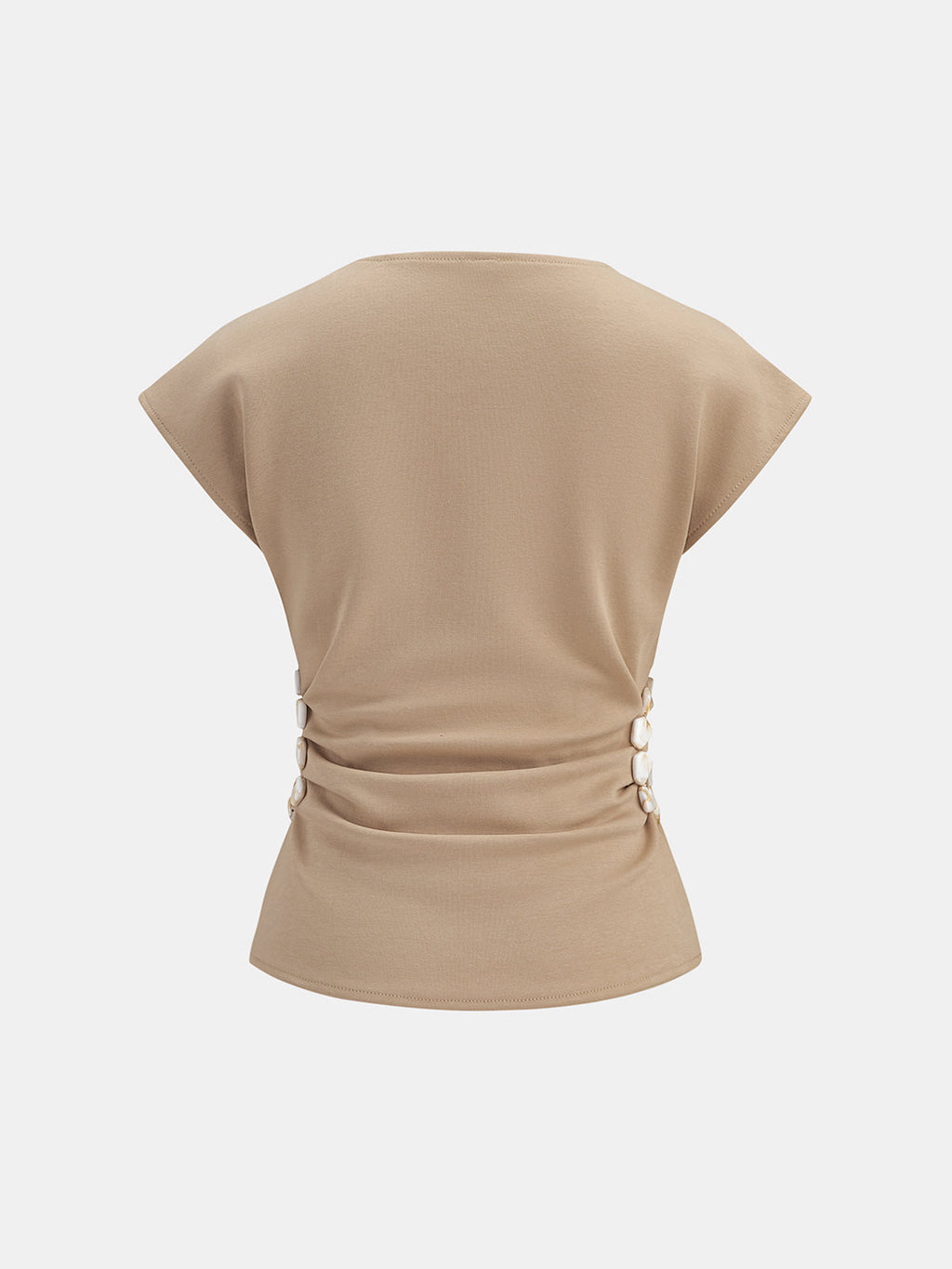 Beaded Cutout Ruched Sleeveless Top