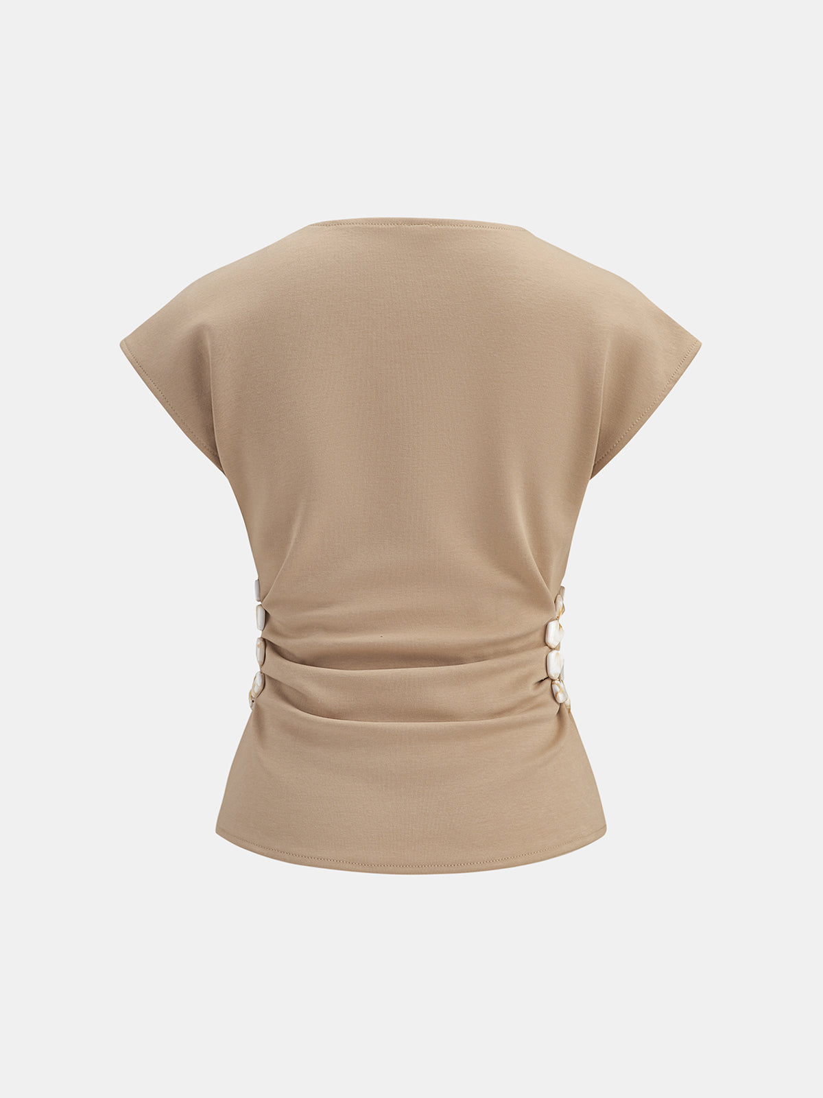 Beaded Cutout Ruched Sleeveless Top