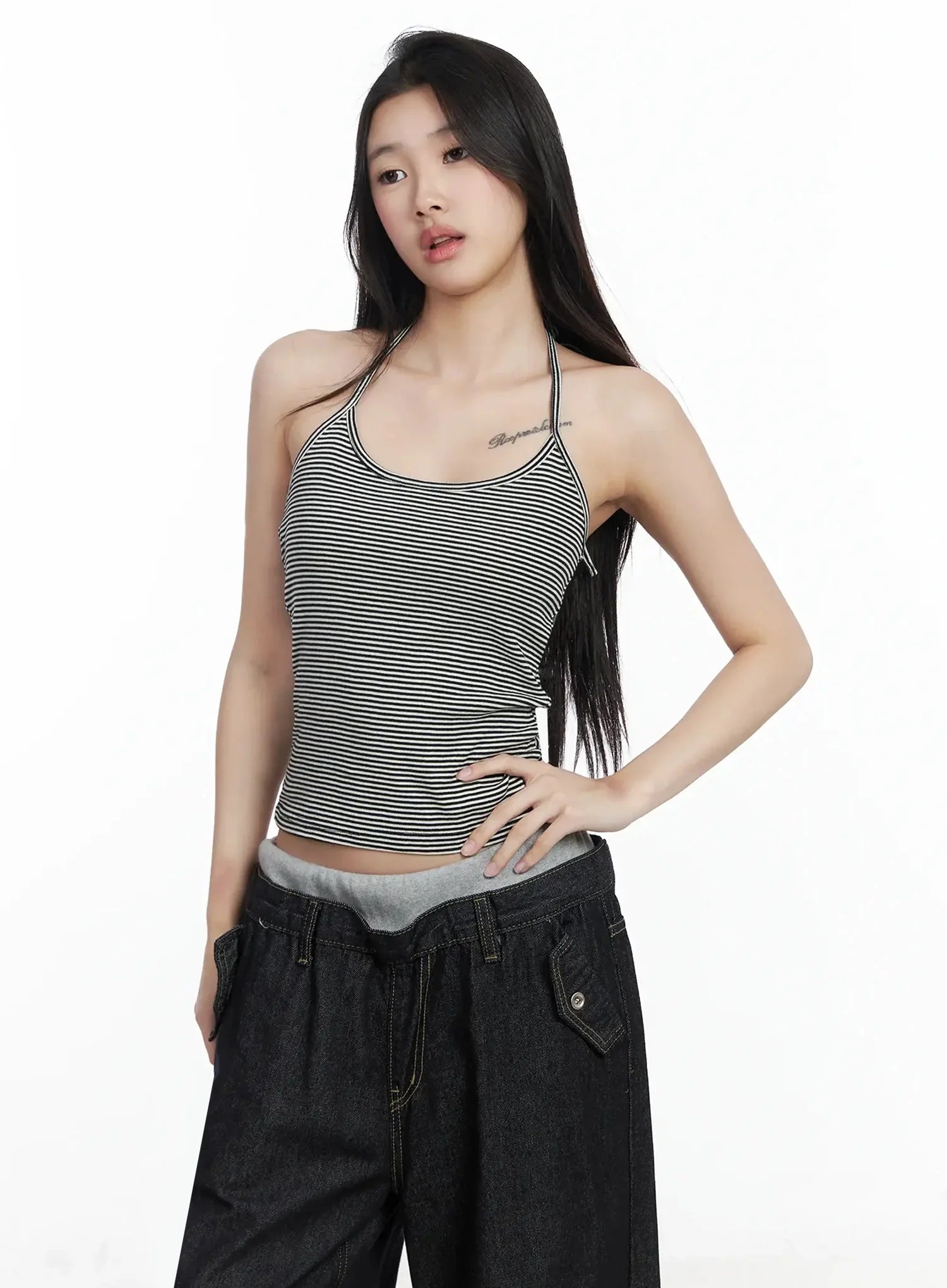 Striped Halter Tank Top IM506