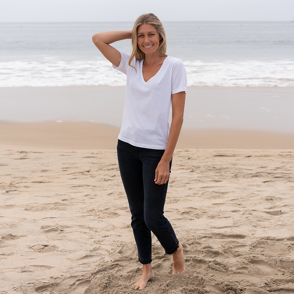 Womens Deep V-neck T-shirt