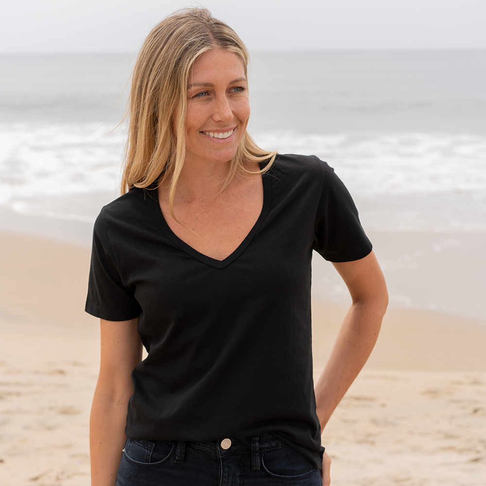 Womens Deep V-neck T-shirt