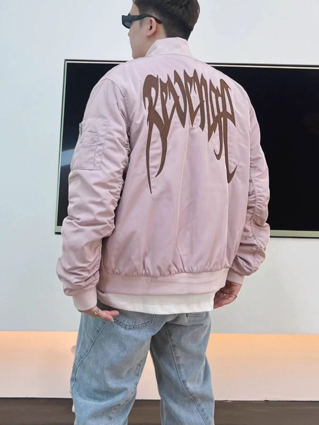 Reverse autumn and winter jacket with European and American embroidery letters, niche design, trendy ins jacket, men's zipper loose top (2)
