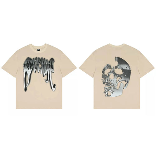 Tide brand REVENGE short sleeved high street American couple loose keel smoke skull lightning letter hip-hop T-shirt (41)