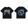 Tide brand REVENGE short sleeved high street American couple loose keel smoke skull lightning letter hip-hop T-shirt (52)