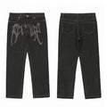 Tide brand Revenge pure white embroidered jeans straight pants Wash, make old trousers work classic black pants men (3)