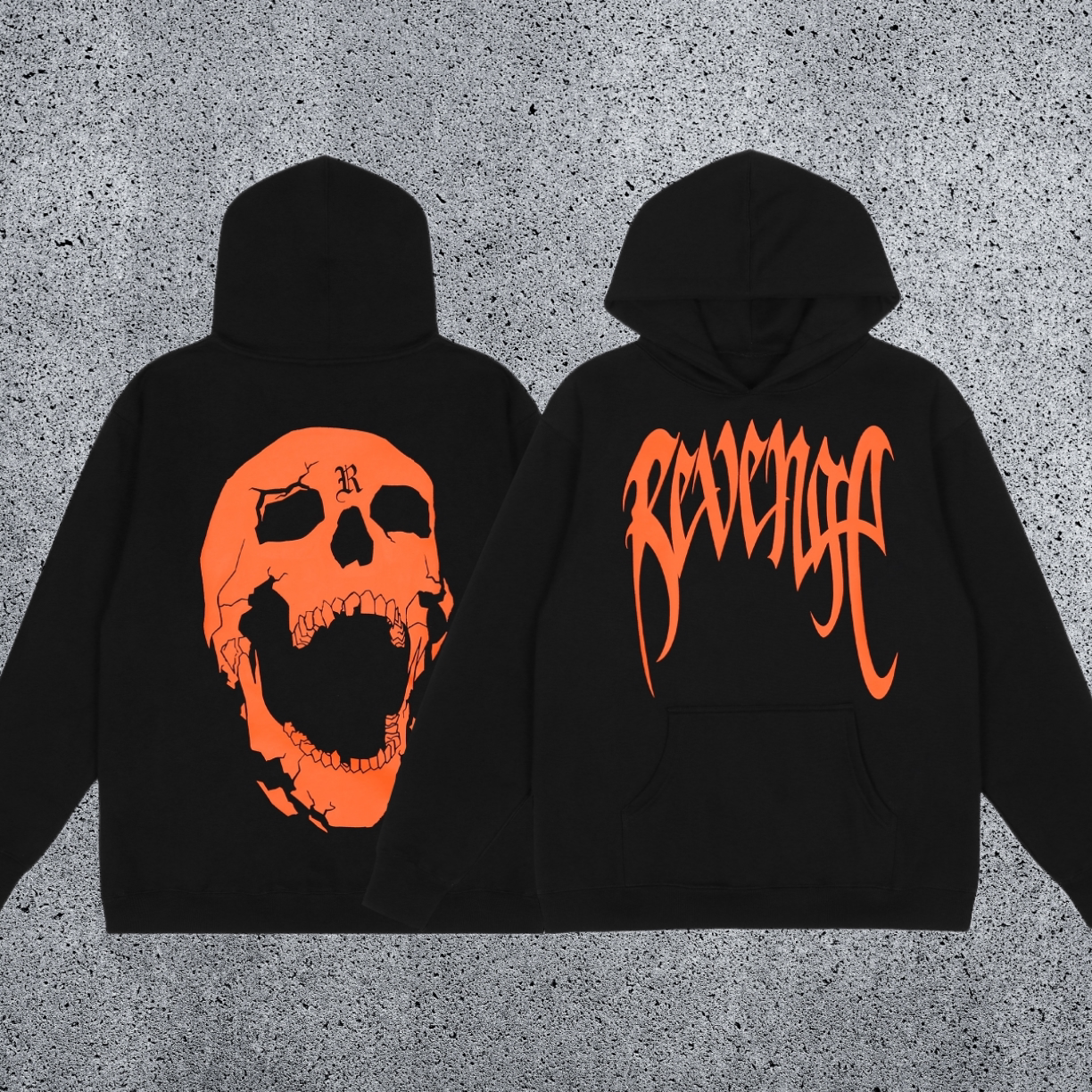 REVENGE hoodie correct version letter skull keel print American street fashion brand hip-hop high street hoodie (58)