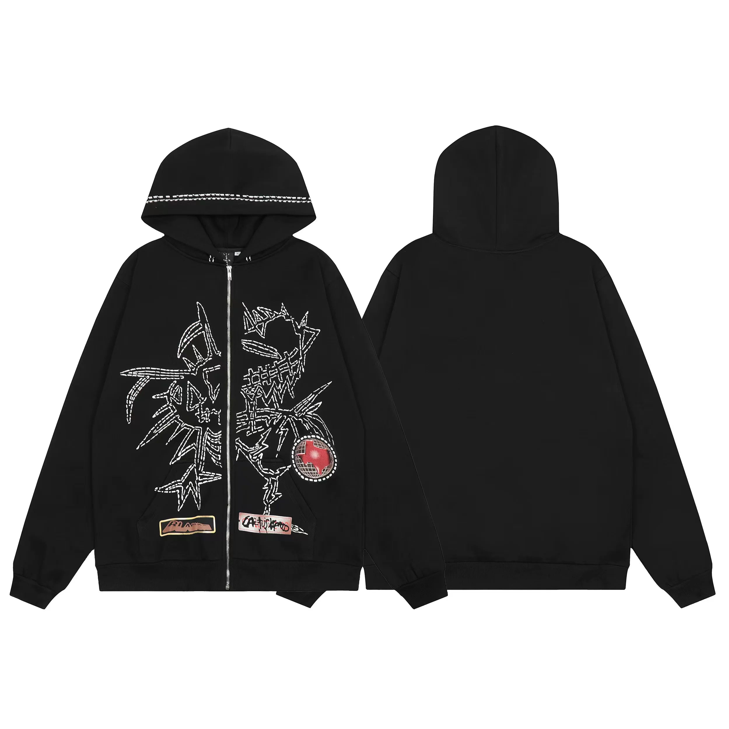 Revenge jacket with embroidered letters and logo for autumn and winter, zipper cardigan, sweatshirt, men's and women's loose casual hoodie, trendy (9)