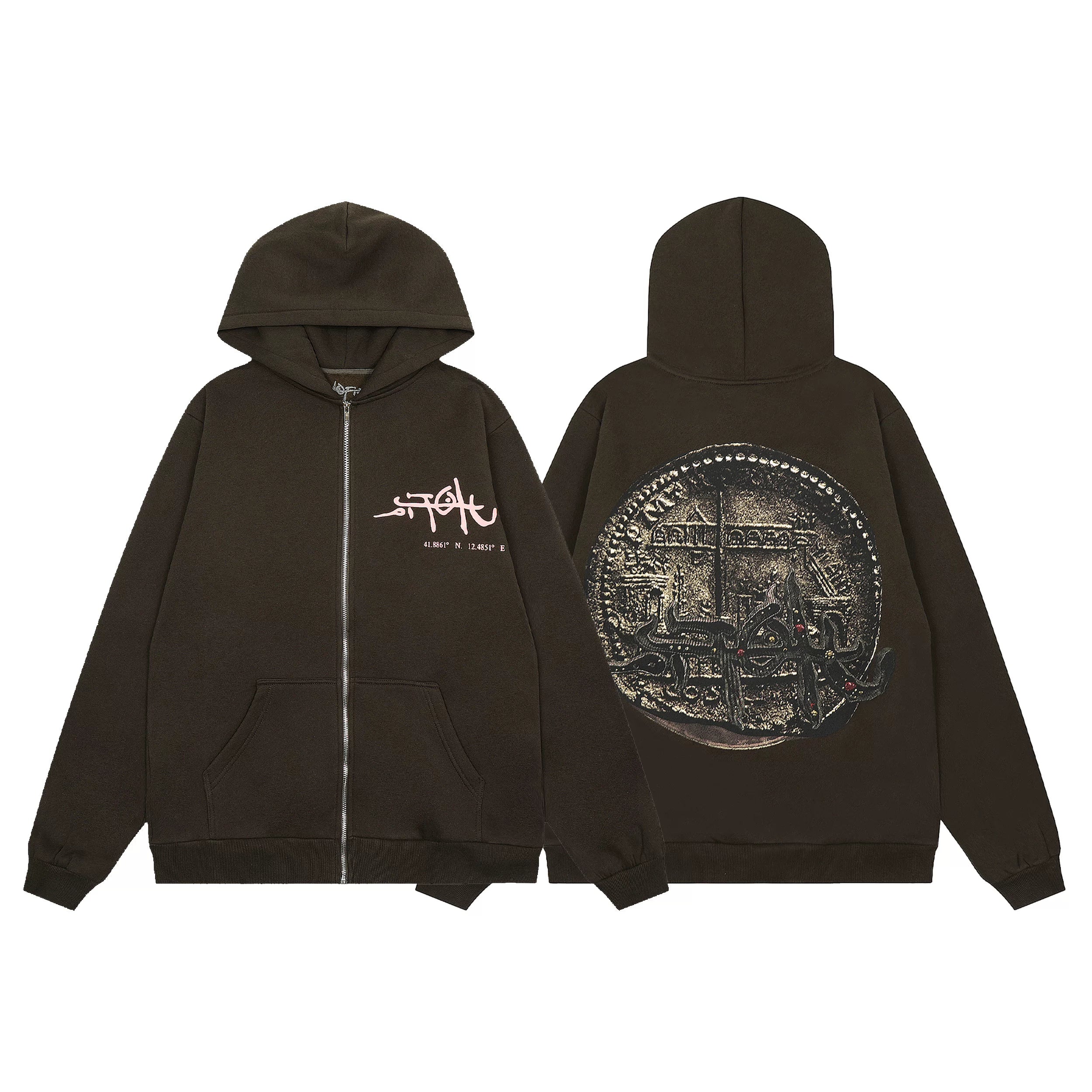 Revenge jacket with embroidered letters and logo for autumn and winter, zipper cardigan, sweatshirt, men's and women's loose casual hoodie, trendy (10)
