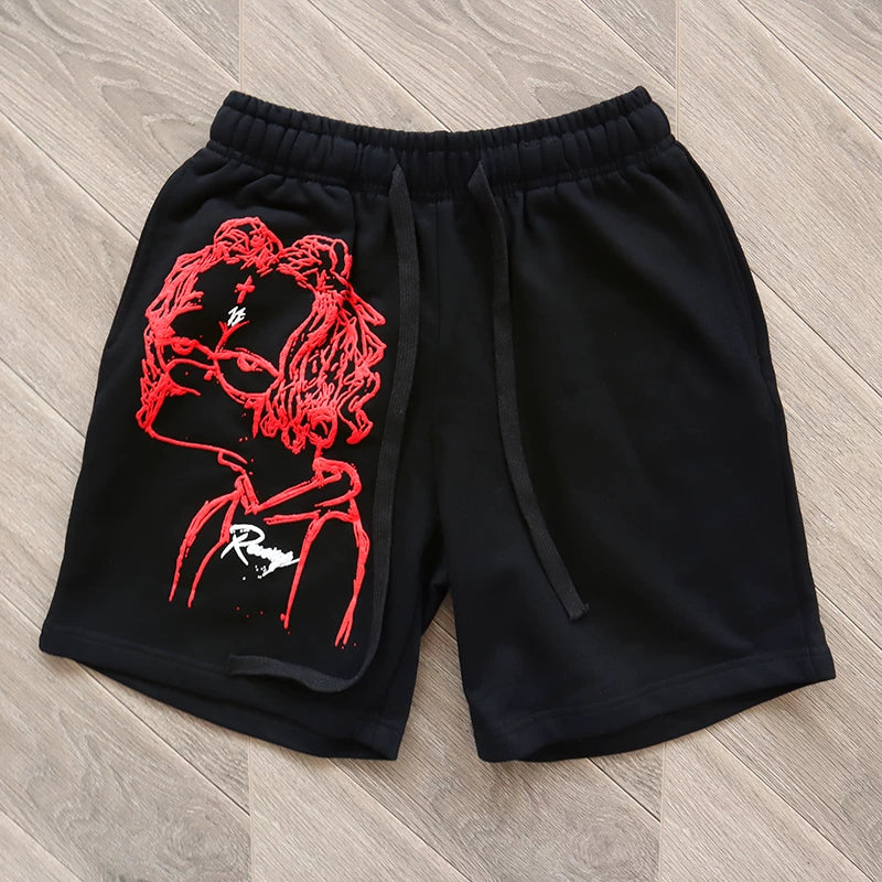 Revenge Trippie Redd Bart Shorts Simpson Style Line Casual Sports Shorts (1)