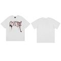 Tide brand REVENGE short sleeved high street American couple loose keel smoke skull lightning letter hip-hop T-shirt (58)