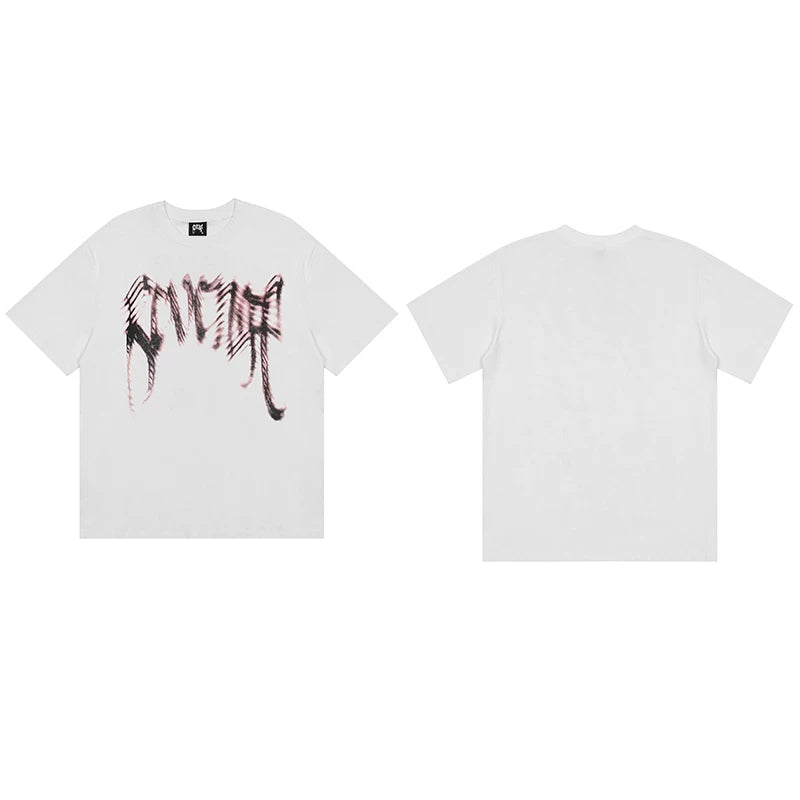 Tide brand REVENGE short sleeved high street American couple loose keel smoke skull lightning letter hip-hop T-shirt (58)