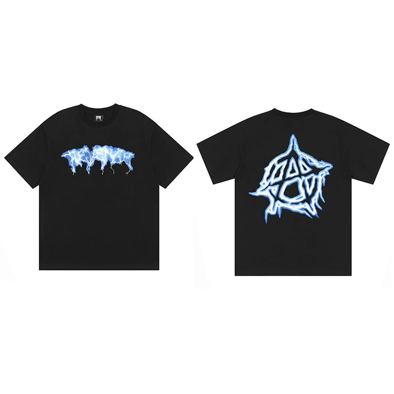 Tide brand REVENGE short sleeved high street American couple loose keel smoke skull lightning letter hip-hop T-shirt (73)