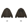 Men’s Dark Brown Bomber Jacket Back Metal Letter Print