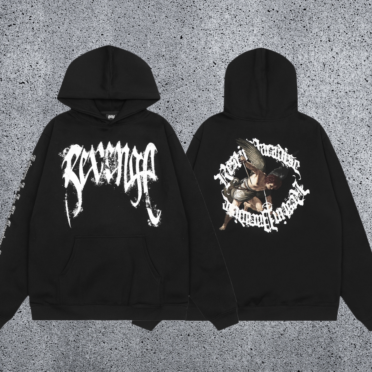 REVENGE hoodie correct version letter skull keel print American street fashion brand hip-hop high street hoodie (13)