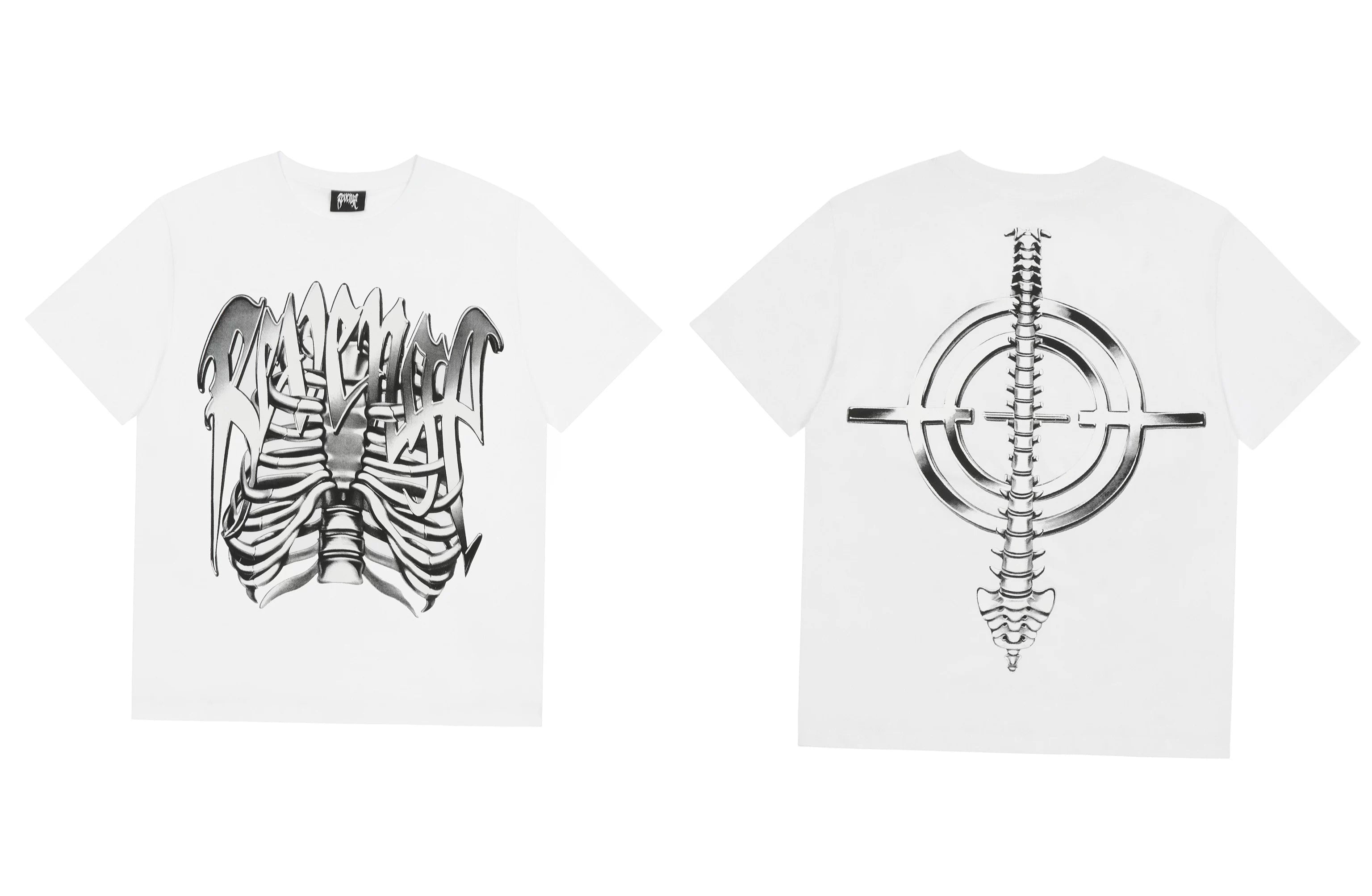 Tide brand REVENGE short sleeved high street American couple loose keel smoke skull lightning letter hip-hop T-shirt (37)