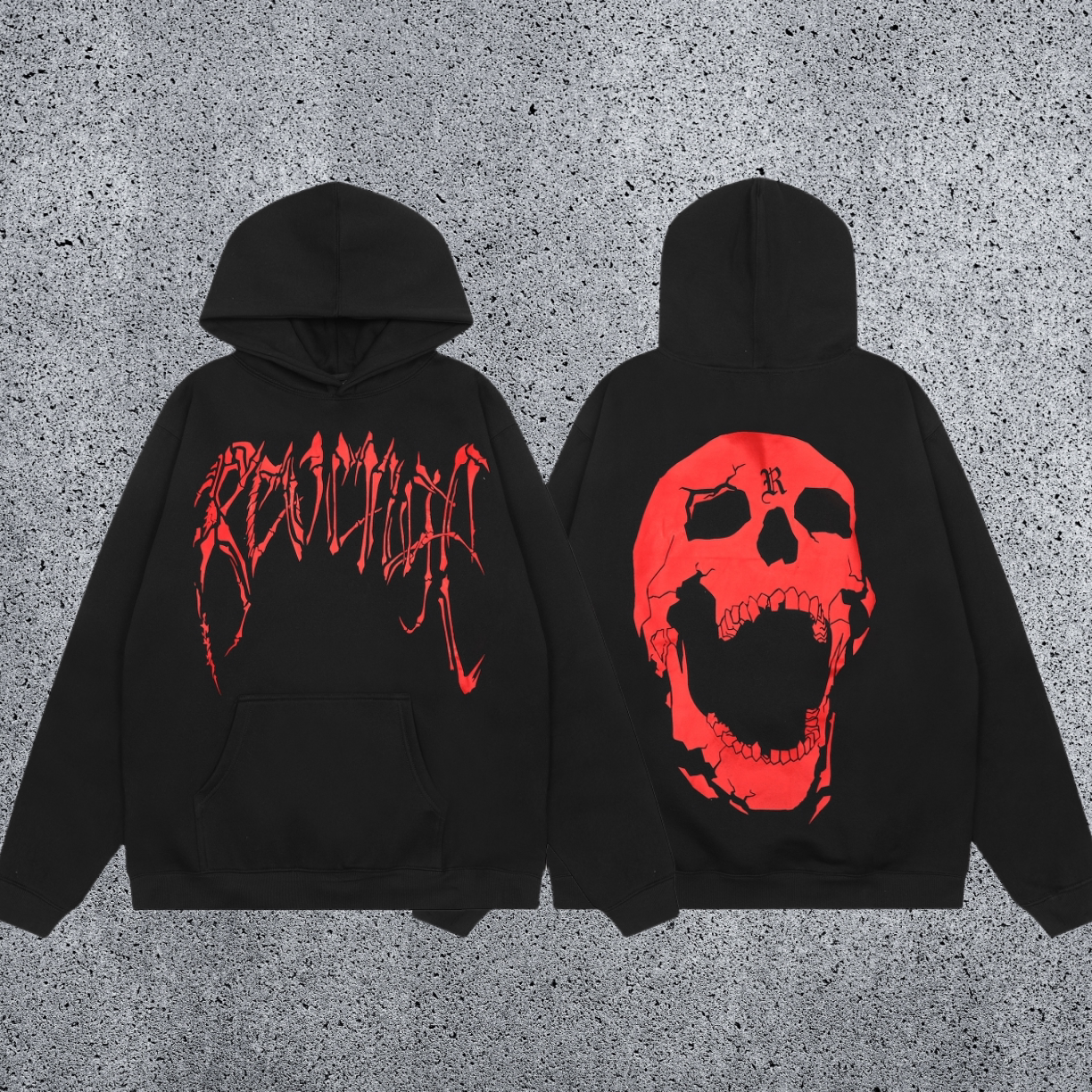 REVENGE hoodie correct version letter skull keel print American street fashion brand hip-hop high street hoodie (22)