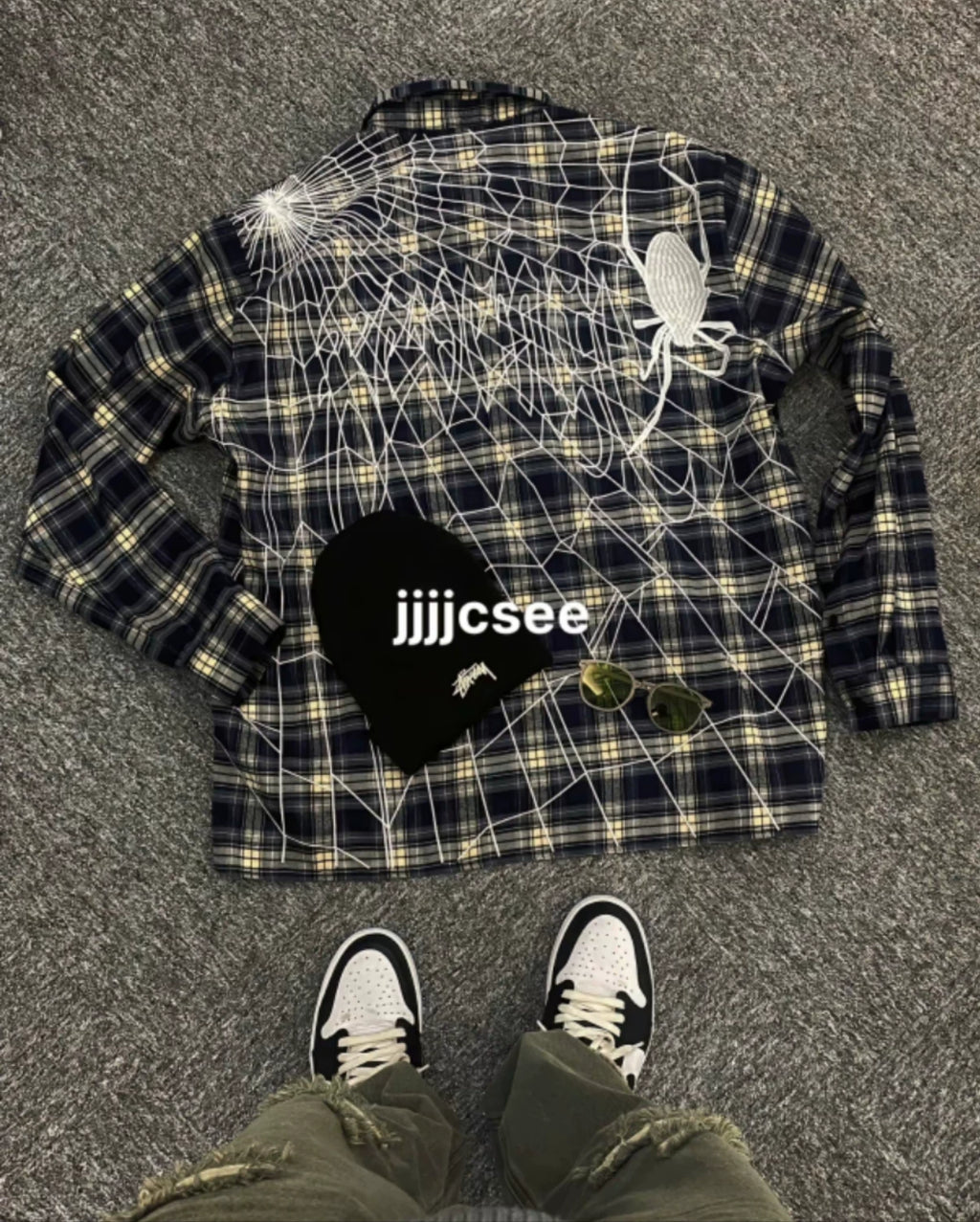 Spot 1:1 Revenge Embroidered Spider Web Shirt Trendy Ten Thousand Needle Embroidered Loose Coat for Men and Women