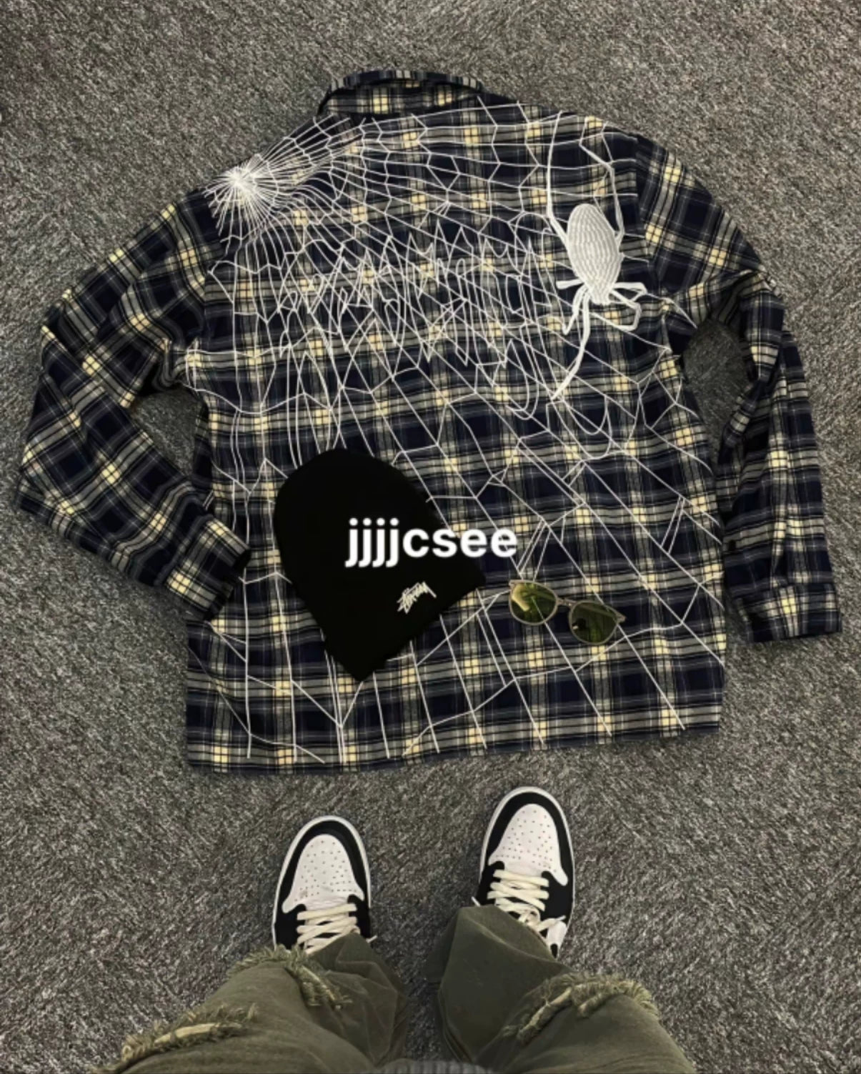 Spot 1:1 Revenge Embroidered Spider Web Shirt Trendy Ten Thousand Needle Embroidered Loose Coat for Men and Women