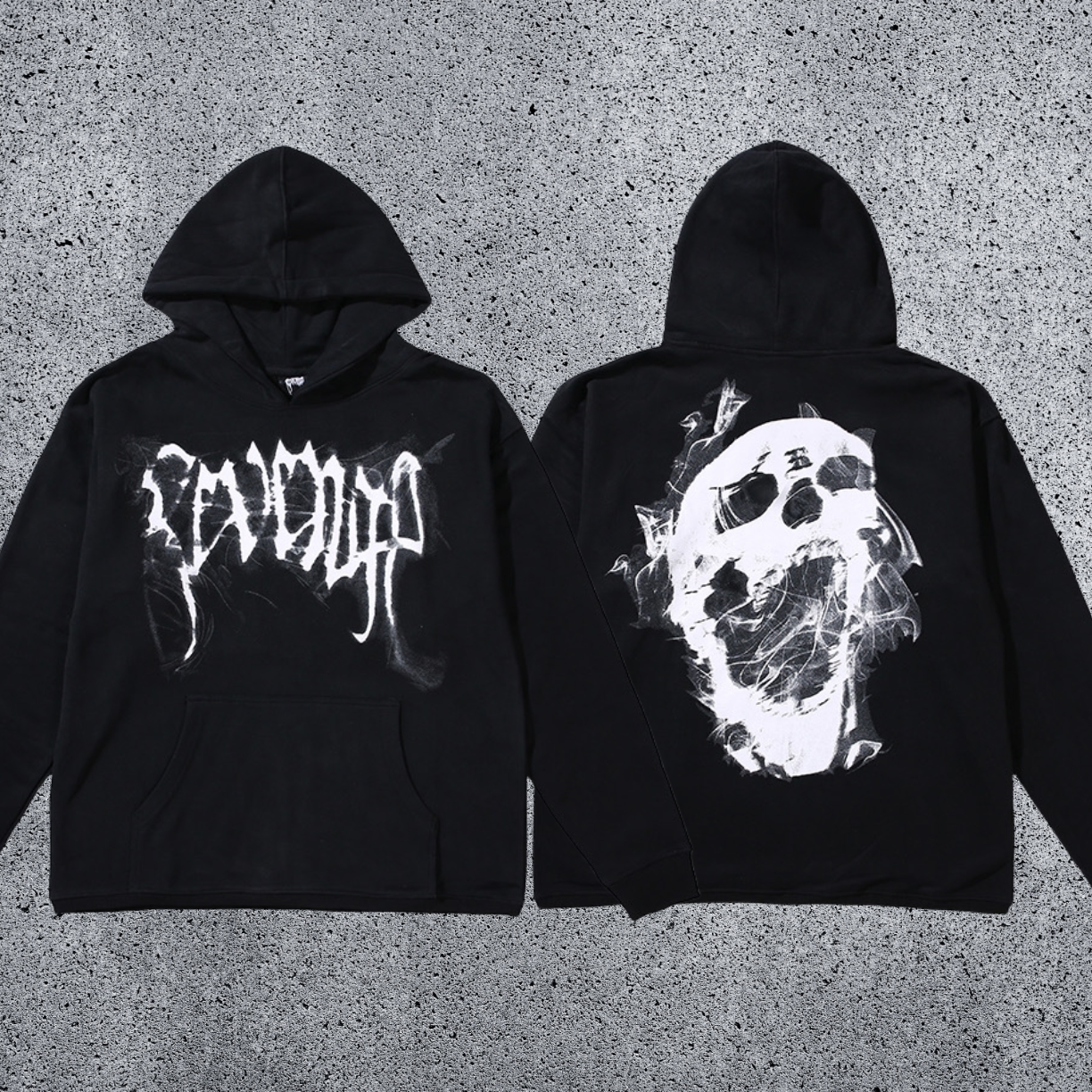 REVENGE hoodie correct version letter skull keel print American street fashion brand hip-hop high street hoodie (46)