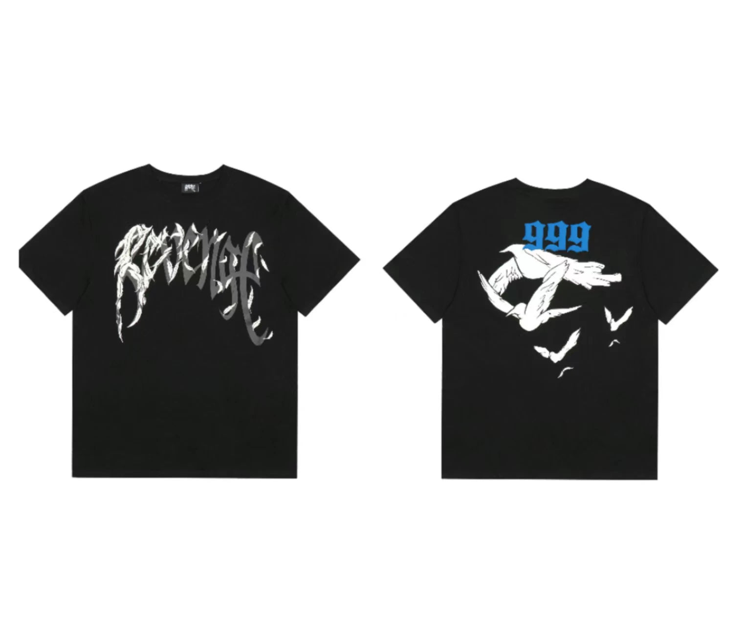 Tide brand REVENGE short sleeved high street American couple loose keel smoke skull lightning letter hip-hop T-shirt (3)