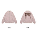 Men’s Pink Bomber Jacket With Back Metal Letter Print