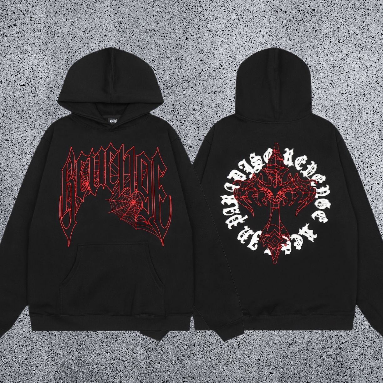 REVENGE hoodie correct version letter skull keel print American street fashion brand hip-hop high street hoodie (9)