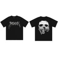 Tide brand REVENGE short sleeved high street American couple loose keel smoke skull lightning letter hip-hop T-shirt (66)