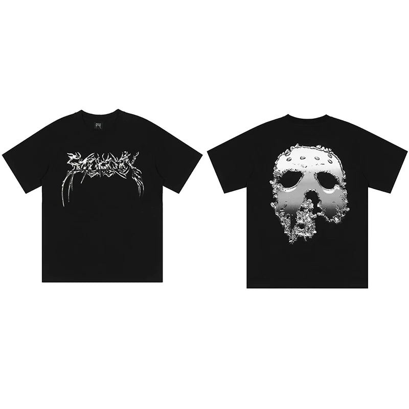 Tide brand REVENGE short sleeved high street American couple loose keel smoke skull lightning letter hip-hop T-shirt (66)