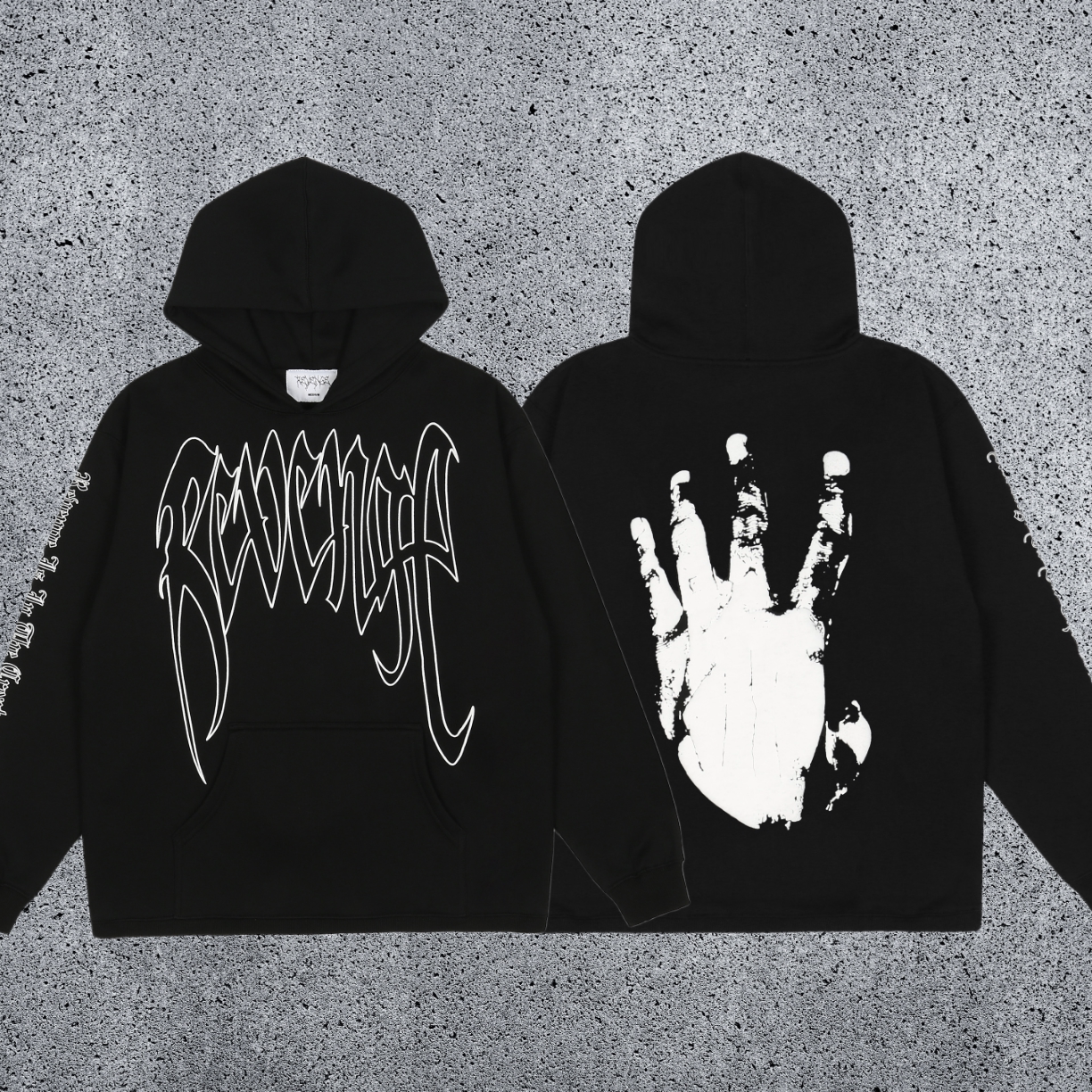 REVENGE hoodie correct version letter skull keel print American street fashion brand hip-hop high street hoodie (36)