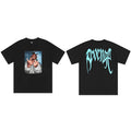 Tide brand REVENGE short sleeved high street American couple loose keel smoke skull lightning letter hip-hop T-shirt (60)