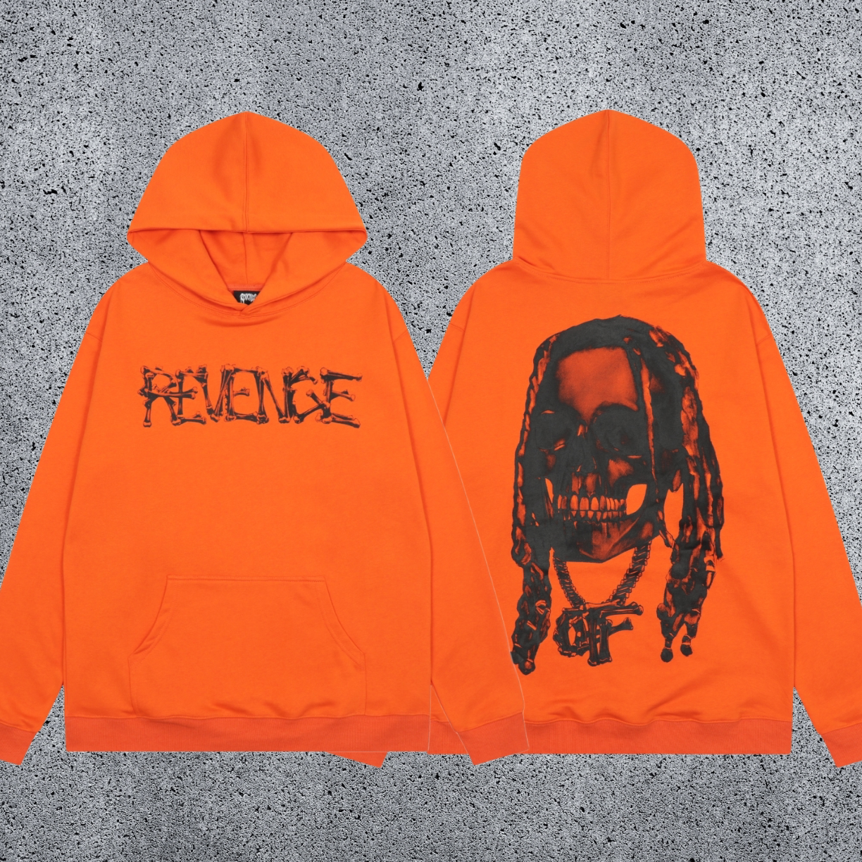 REVENGE hoodie correct version letter skull keel print American street fashion brand hip-hop high street hoodie (50)