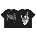 Tide brand REVENGE short sleeved high street American couple loose keel smoke skull lightning letter hip-hop T-shirt (1)