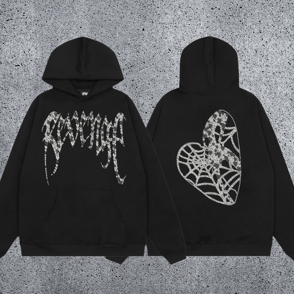REVENGE hoodie correct version letter skull keel print American street fashion brand hip-hop high street hoodie (21)