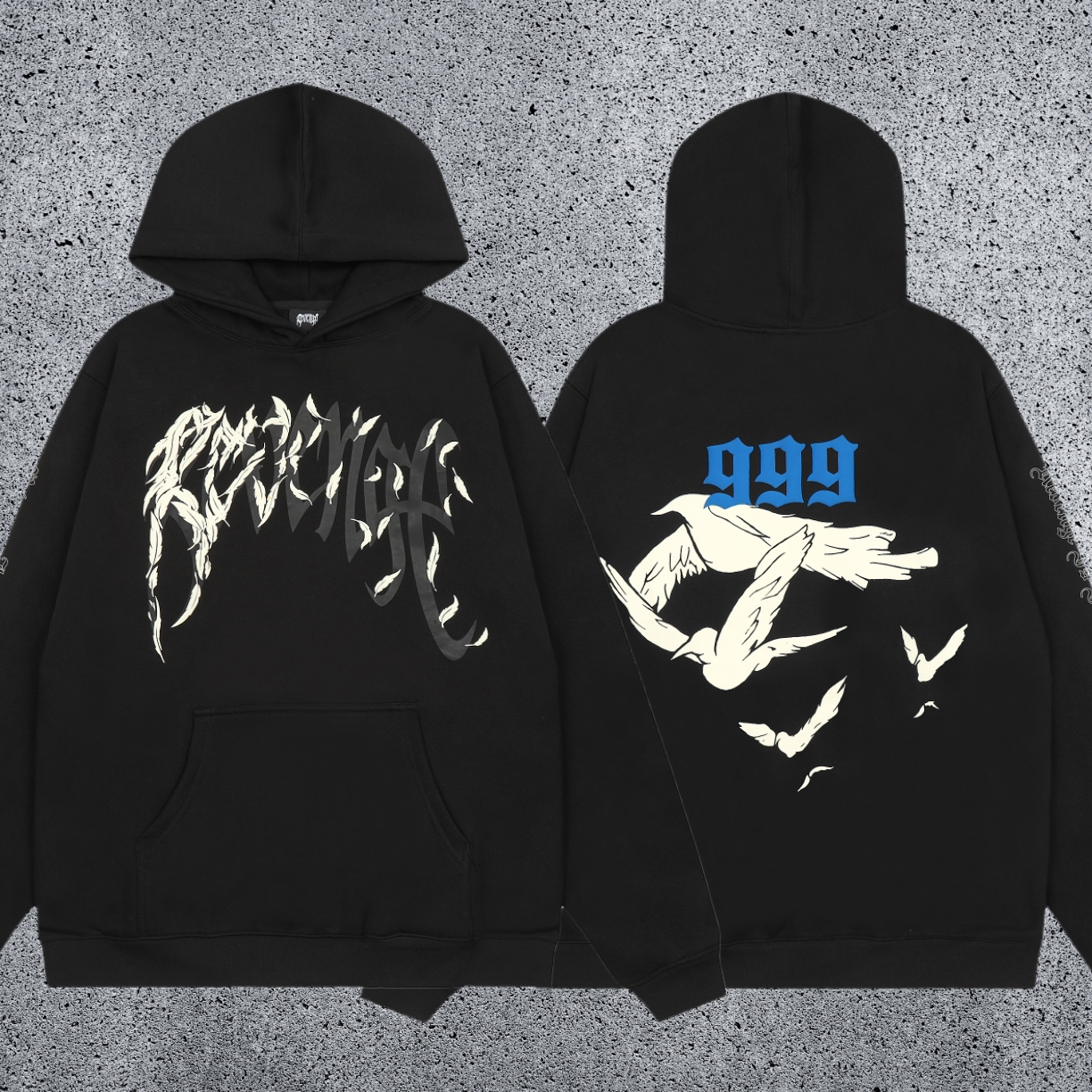 REVENGE hoodie correct version letter skull keel print American street fashion brand hip-hop high street hoodie (7)