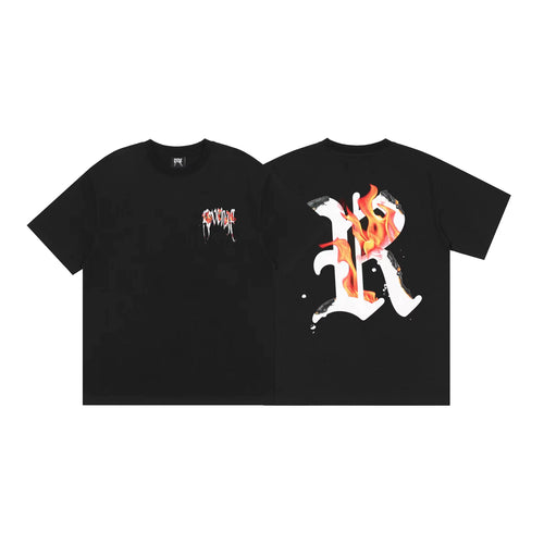 Tide brand REVENGE short sleeved high street American couple loose keel smoke skull lightning letter hip-hop T-shirt (59)