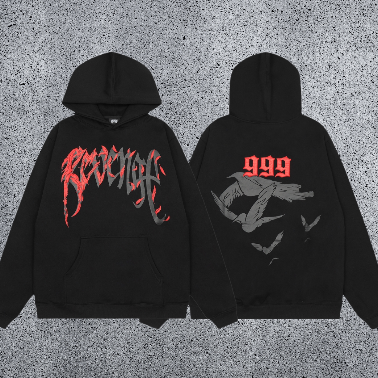 REVENGE hoodie correct version letter skull keel print American street fashion brand hip-hop high street hoodie (1)