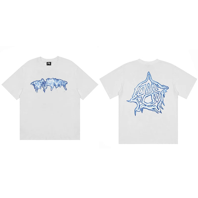 Tide brand REVENGE short sleeved high street American couple loose keel smoke skull lightning letter hip-hop T-shirt (74)