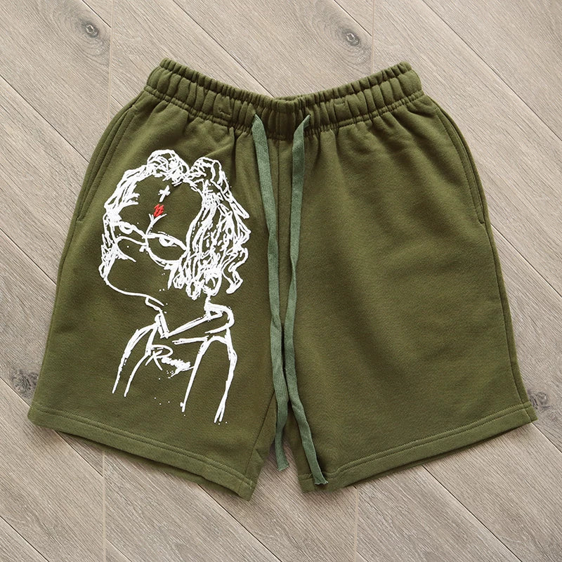 Revenge Trippie Redd Bart Shorts Simpson Style Line Casual Sports Shorts (2)